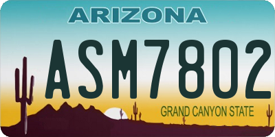AZ license plate ASM7802