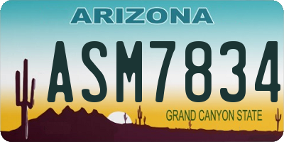 AZ license plate ASM7834