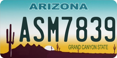 AZ license plate ASM7839
