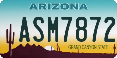 AZ license plate ASM7872