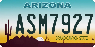 AZ license plate ASM7927