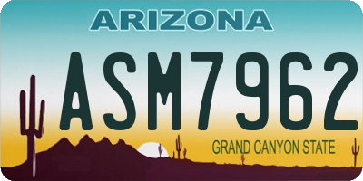 AZ license plate ASM7962