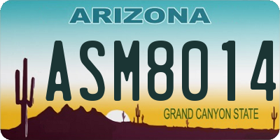 AZ license plate ASM8014