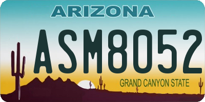 AZ license plate ASM8052