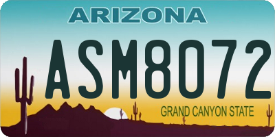 AZ license plate ASM8072