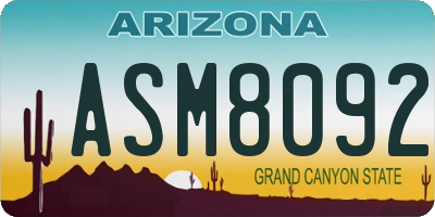AZ license plate ASM8092