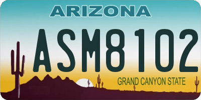 AZ license plate ASM8102