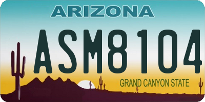 AZ license plate ASM8104