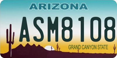 AZ license plate ASM8108