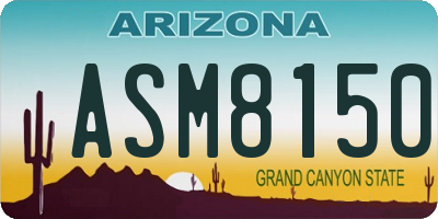 AZ license plate ASM8150
