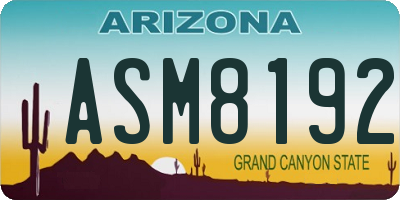 AZ license plate ASM8192