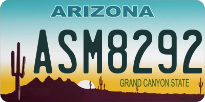 AZ license plate ASM8292