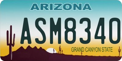 AZ license plate ASM8340