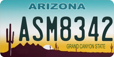 AZ license plate ASM8342