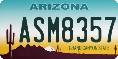 AZ license plate ASM8357