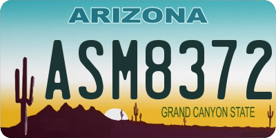 AZ license plate ASM8372