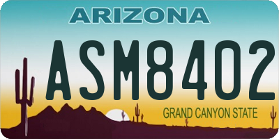 AZ license plate ASM8402