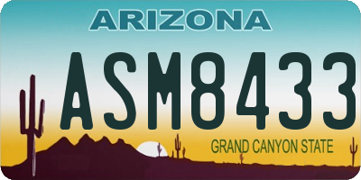 AZ license plate ASM8433