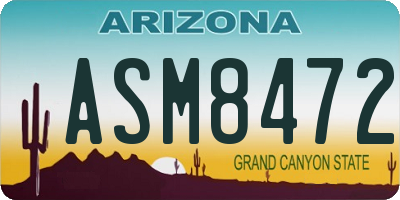 AZ license plate ASM8472
