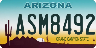 AZ license plate ASM8492
