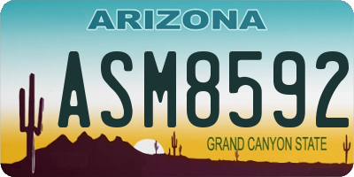 AZ license plate ASM8592