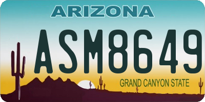 AZ license plate ASM8649