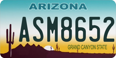 AZ license plate ASM8652