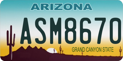 AZ license plate ASM8670