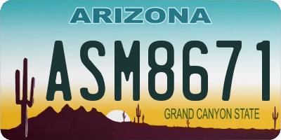 AZ license plate ASM8671