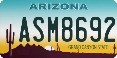 AZ license plate ASM8692