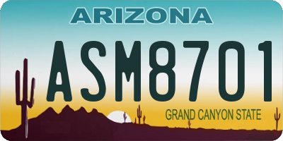 AZ license plate ASM8701