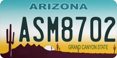 AZ license plate ASM8702
