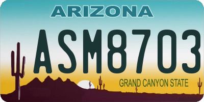 AZ license plate ASM8703