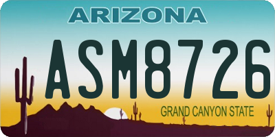 AZ license plate ASM8726
