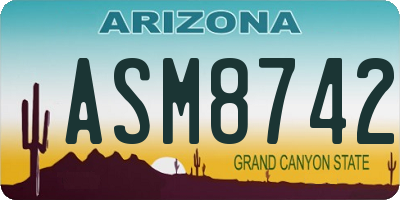 AZ license plate ASM8742