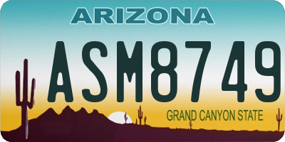 AZ license plate ASM8749