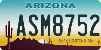 AZ license plate ASM8752
