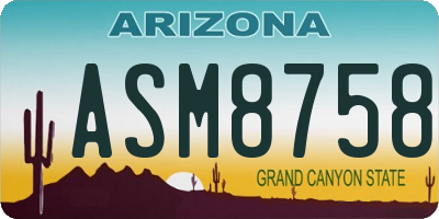 AZ license plate ASM8758