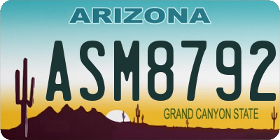 AZ license plate ASM8792