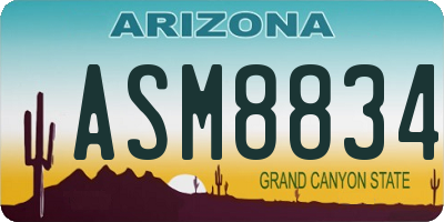 AZ license plate ASM8834