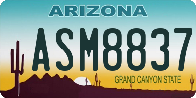 AZ license plate ASM8837