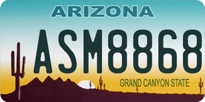 AZ license plate ASM8868