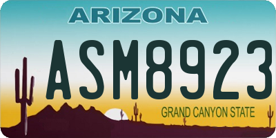 AZ license plate ASM8923