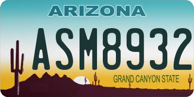 AZ license plate ASM8932