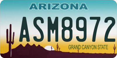AZ license plate ASM8972