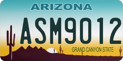 AZ license plate ASM9012