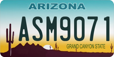 AZ license plate ASM9071