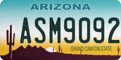 AZ license plate ASM9092