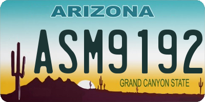 AZ license plate ASM9192