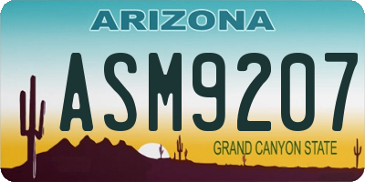 AZ license plate ASM9207